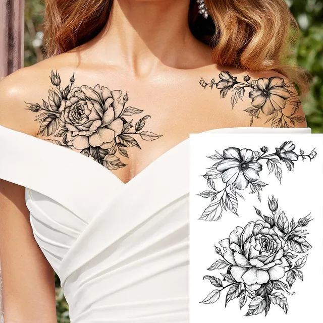 Tatuaj temporar sexy cu motive florale pentru femei