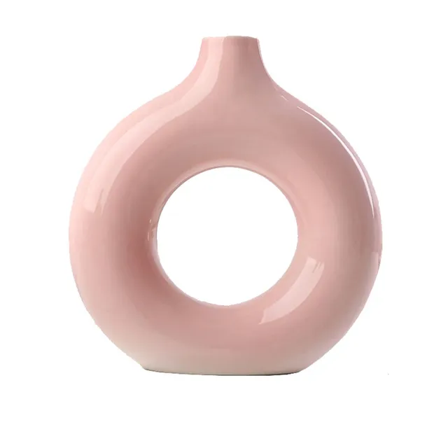 Creative ceramic vase in the shape of a doughnut - Round Hollow Florist