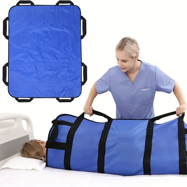 Insoluble bed positioning pad with reinforced handles