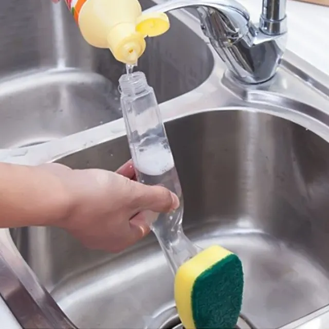 Dish sponge with dispenser