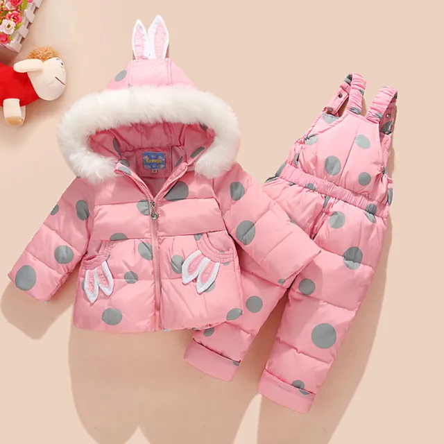 Girls winter set with polka dots - Jacket and trousers - 4 colours