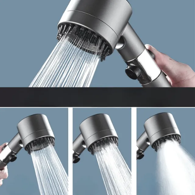 Trojrežimová sprchová hlavica s nastaviteľným vysokým tlakom, šetrením vody, tlačidlom na zastavenie vody a masážnou sprchovou hlavicou