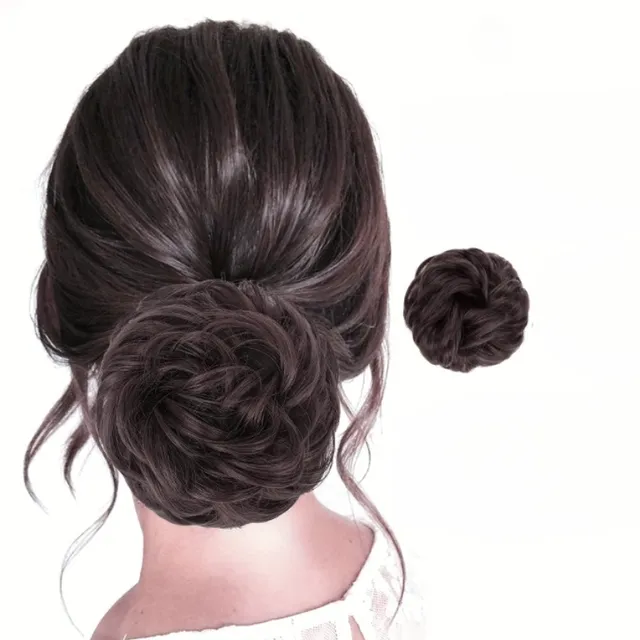 Gorgeous tousled bun - hair clip with curly extensions