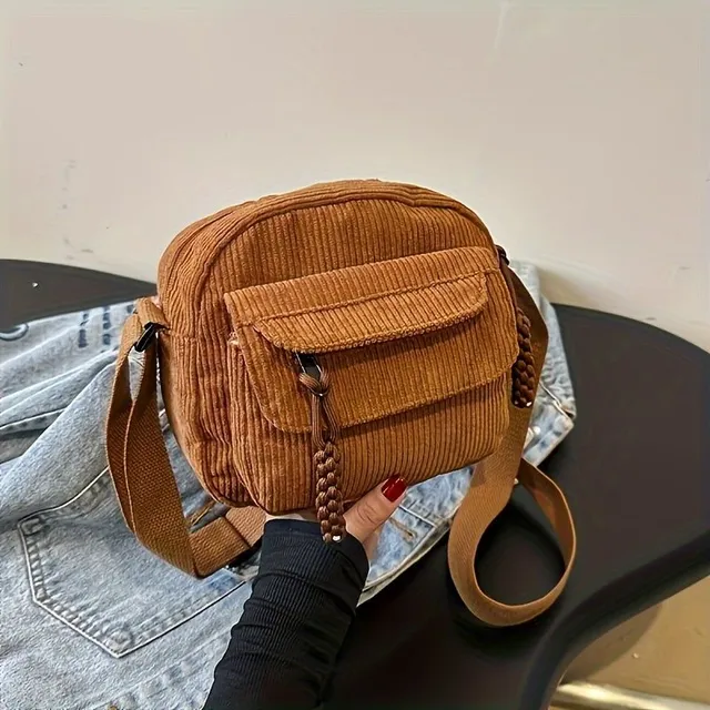 Dámská crossbody kabelka v harajuku stylu - pohodlná, z odolného corduroyu