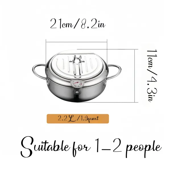Frying pot with temperature control and oil storage bowl
