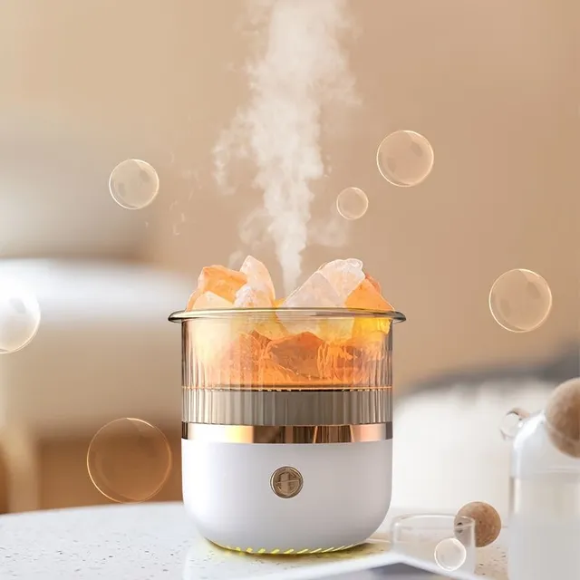 Umidificator de aer cu sare himalayană, aromaterapie și luminare