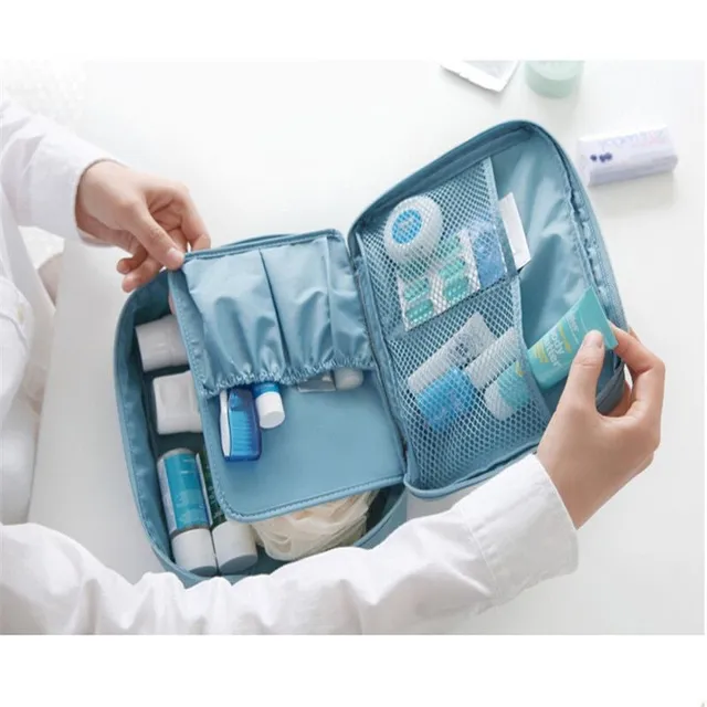 Travel organizer for cosmetics and sanitary equipment