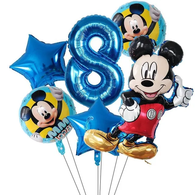 Beautiful inflatable birthday balloons with Mickey Mouse - 6 pcs