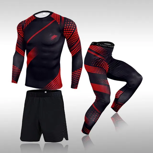 Men's modern set of sports compression clothing with shorts