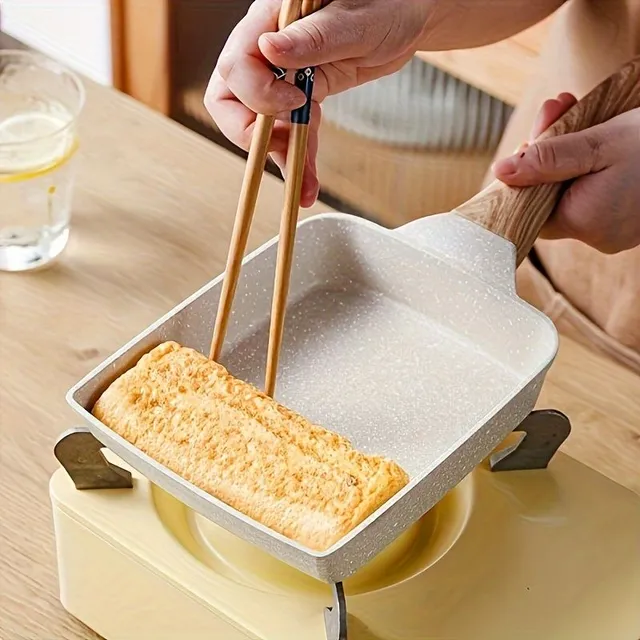 Square non-stick hliníkové vyprážanie pan - ideálne pre tamagoyaki, omelety a steaky - ľahko čistiť, len ručné umývanie, trvanlivé rukoväte