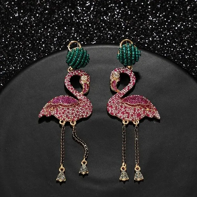 Women's hanger earrings flamingos