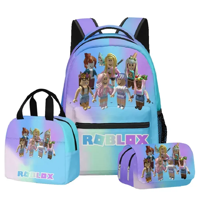 Stylish school set for children - Backpack, pencil case, lunch bag in various Roblox motifs