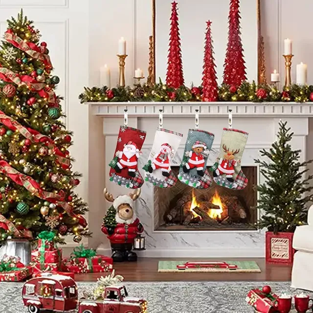 4 pieces of stylish Christmas stockings for tree and household