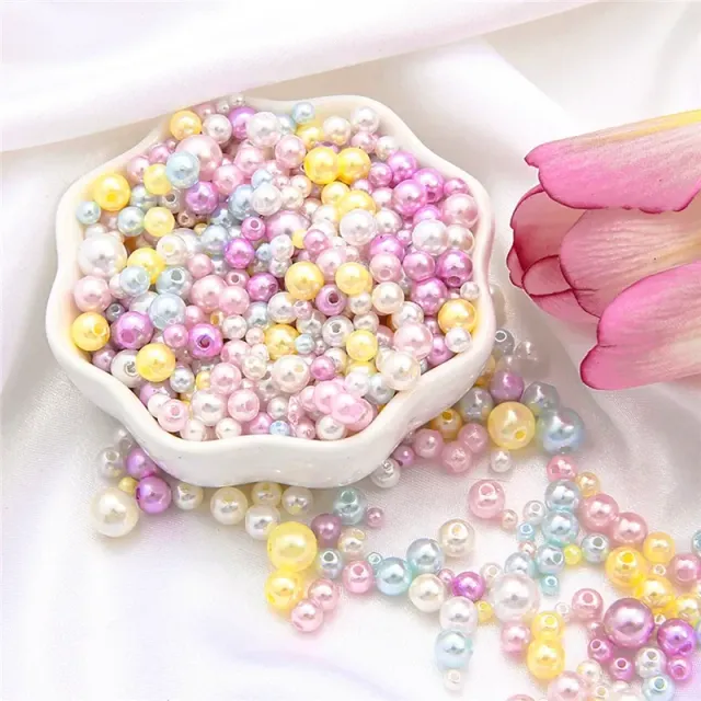 150ks/Packaging Mix Size 3/4/5/6/8mm Beads with Hole Colorful Perly Okrúhle akrylové imitácie Pearl DIY Pre šperky a ručné práce