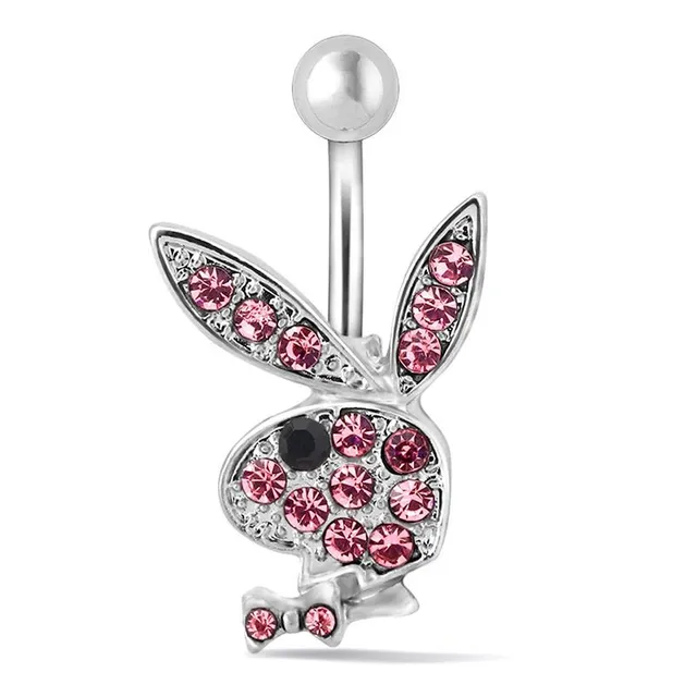 Fashion belly button piercing with Playboy bunny hanging ornament