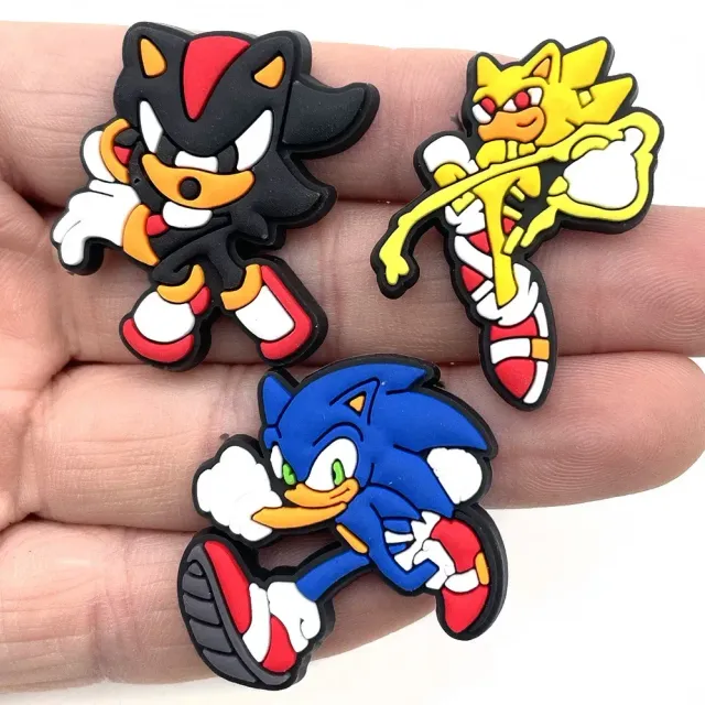 Accesorii din cauciuc pentru încălțăminte din spumă perforată cu tematica Sonic the Hedgehog pentru copii