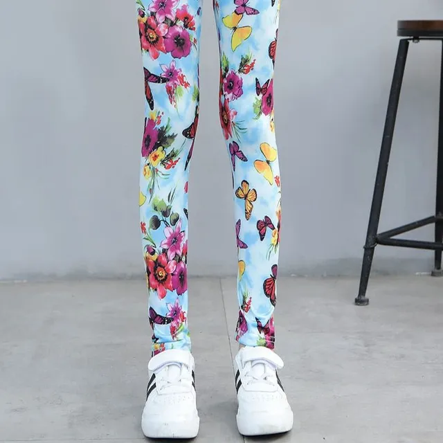 Girl spring leggings with thematic printing - Flower