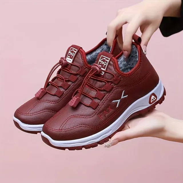 Women's winter stylish sneakers with waterproof and anti-slip sole, heated and made of high-quality artificial leather for outdoor activities