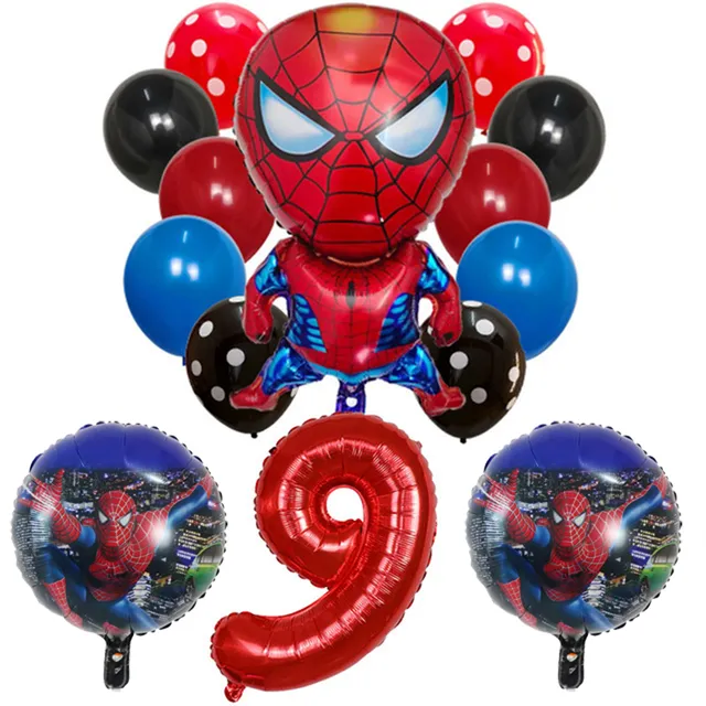 Zestaw nadmuchiwanych balonów z numerem i superbohaterem Spidermanem
