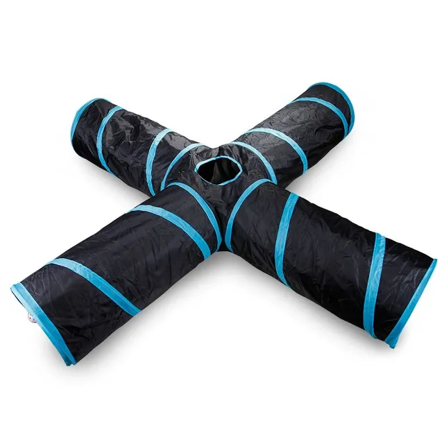 Foldable up to five-way play tunnel for cats and small animals