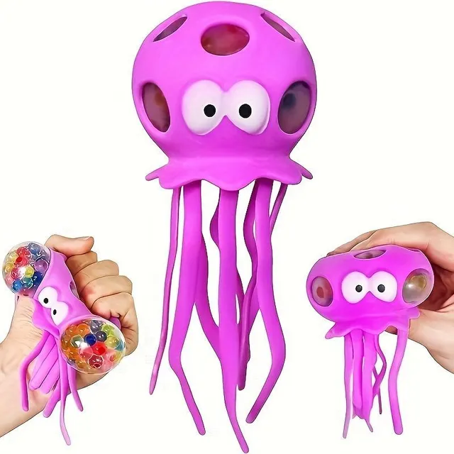 Antistress ball with sea motif - soft octopus toy with water balls