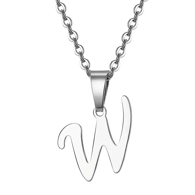 Necklace with letter of steel - Pendant with letter of stainless steel