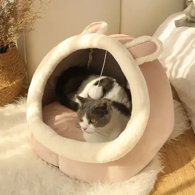 Cama redonda para gatos y perros pequeños con diseño acogedor y suave almohada