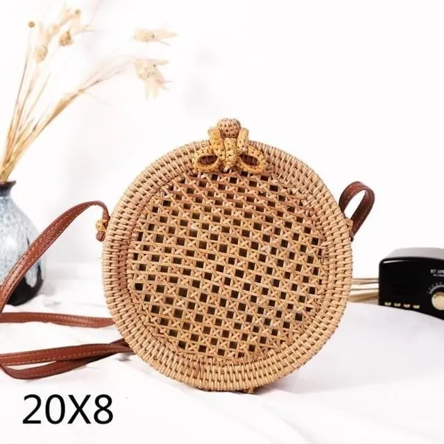 Rattan round handbag