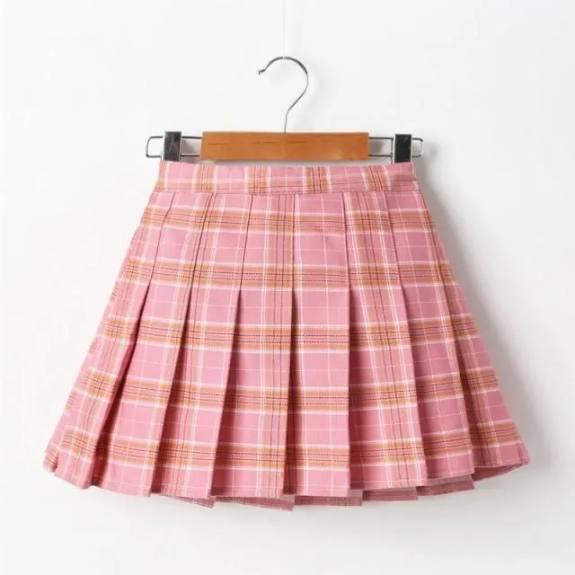 Girls' plaid plaid skirt