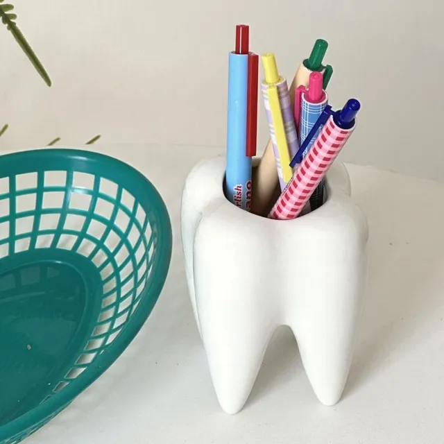 1 piece pot in the shape of teeth, small cute floral and plant container, mini ceramic flower pot, creative pencil holder