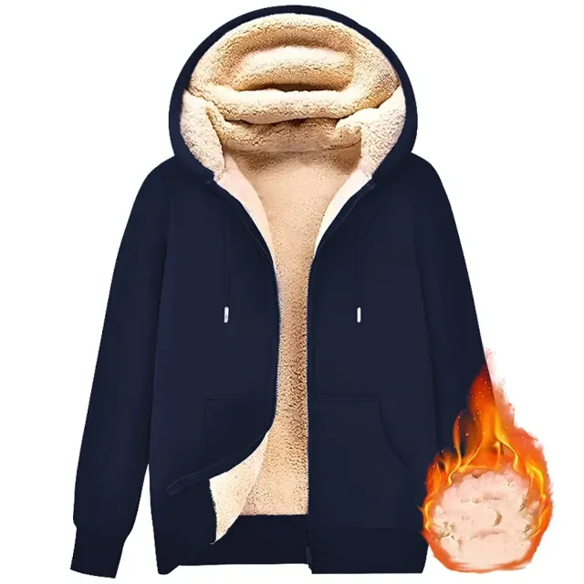 Winter unisex sweatshirt with hood on zipper and teddy lining