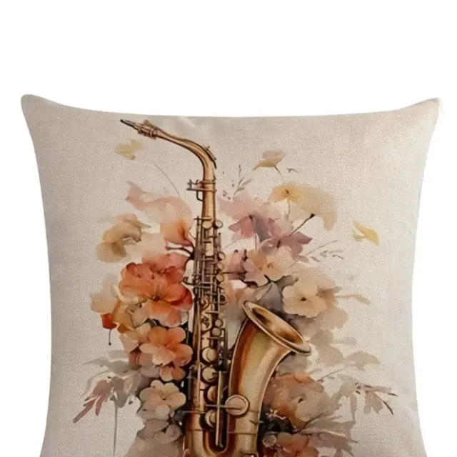 Pillow coating with abstract geometric motif of musical instruments for home decoration