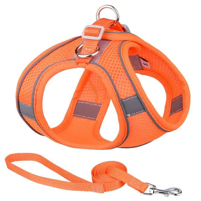 Reflective dog harness with leash - Adjustable vest, breathable collars for small and large dogs.