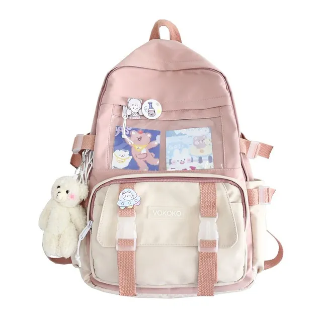 Waterproof Girls School Backpack - Kawai motif