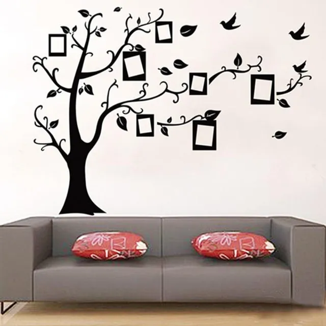 Large self-adhesive wall tree with photo frame