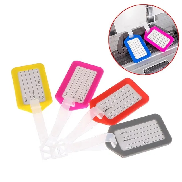 Set of practical coloured tags for marking travel luggage - several Perceval variants