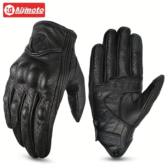 Summer on two wheels with wind in the hair: Breathable leather gloves with holes Mjmoto - Cool grip, maximum protection