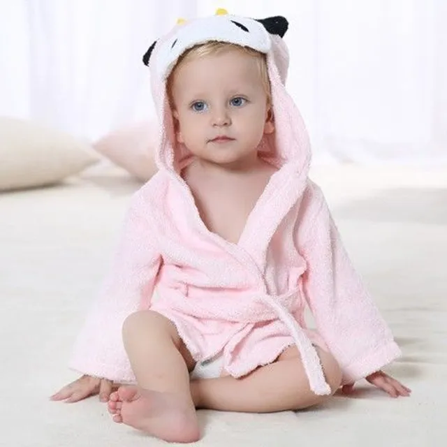 Peignoir pour enfant avec capuche et motifs d'animaux