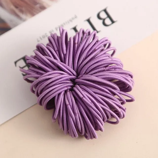 Barevné gumičky do vlasů - sada 100 ks purple