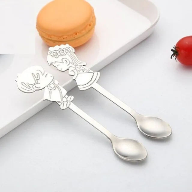 Tea teaspoons boy and girl 2 pieces