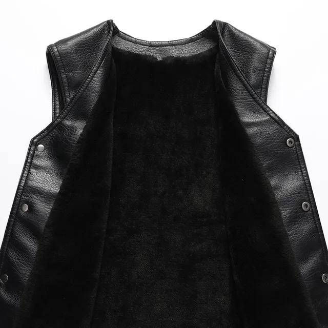 Men's PU leather vest with casual charm, single-row clamping and neckline to V