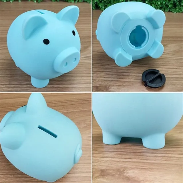 One-colour portable mini cash box in the shape of a piggy bank