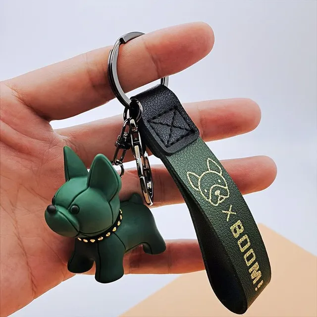 Cute keyring with French bulldog