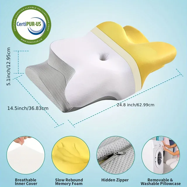 Ergonomic memory foam pillow with removable cover