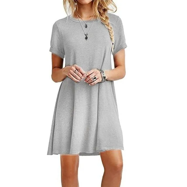 Elegant ladies dress above the knee with short sleeves