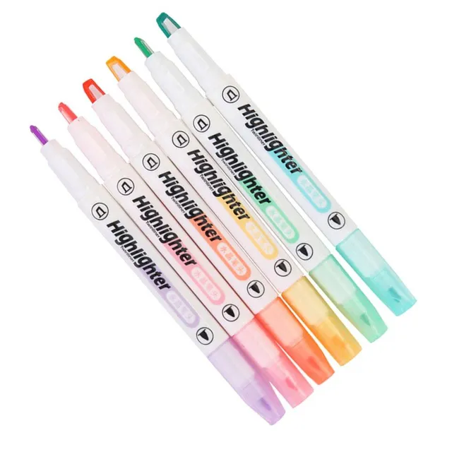 Set of popular modern trends of single color highlight markers 6 pcs