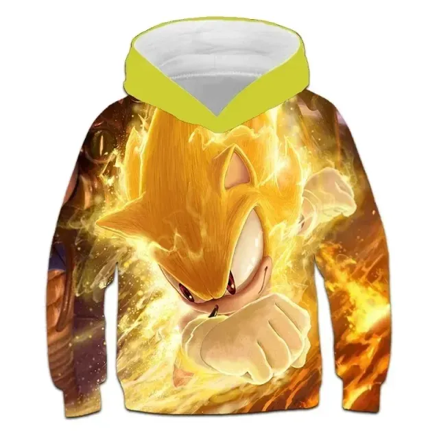 Children's unisex sweatshirt with hood and motifs 3D printing hedgehog Sonic