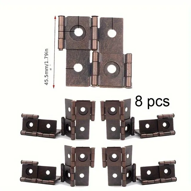 Set of 8 vintage shiny metal hinges on folding pattern