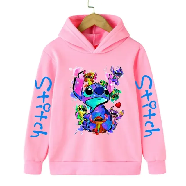 Hanorac pentru copii cu glugă și imprimeu drăguț Stitch