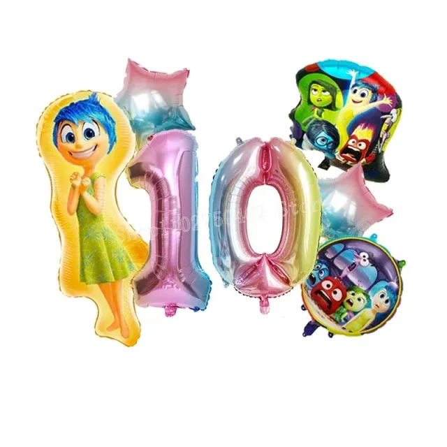 Ensemble de ballons d'anniversaire en aluminium avec numéro - personnages du film Vice-Versa 2